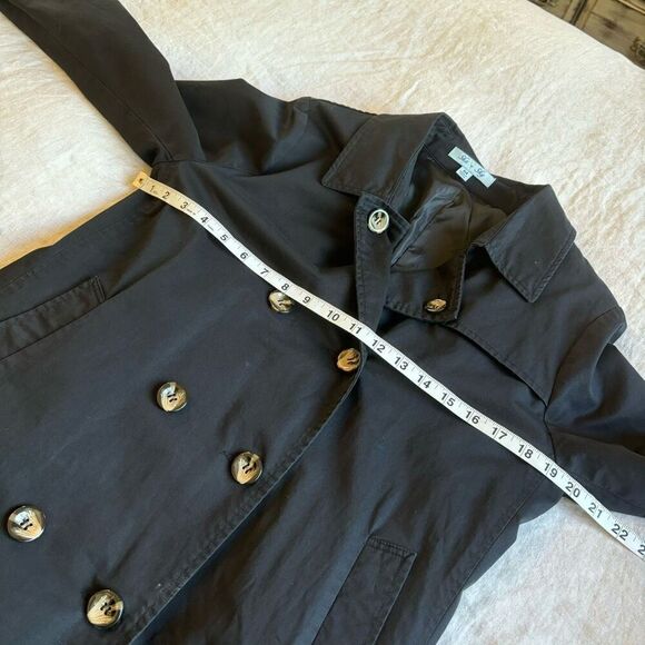 Black Trench Coat Double Button with belt size M by She & Sky - Picture 8 of 10